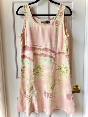 Tommy Bahama Vintage Tropical Pink Sleeveless Silk Dress Size Large